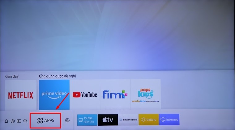 Cách đăng nhập tài khoản Samsung Account trên tivi để tải ứng dụng - Chọn APPS